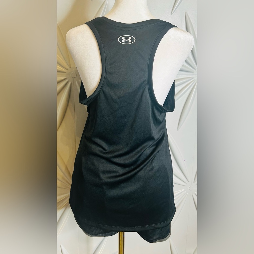 Under Armour NWT SZ S women’s black “velocity” solid tank w/racer back, bust 38” - Picture 4 of 6